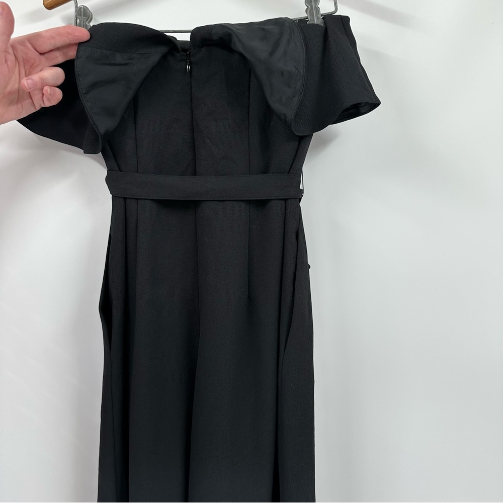 ARITZIA Babaton Black Flutter Jumpsuit Sz 8 Self Tie Belt Resort Party Pretty - Picture 10 of 16